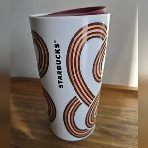 NEW Starbucks Fall 2024 Maroon Ribbons Ceramic Tumbler